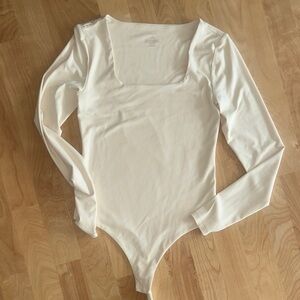 Nuuds Cream square neck Long Sleeve Bodysuit
